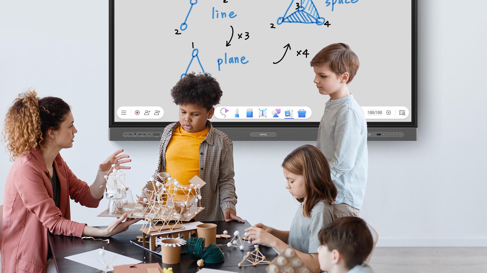Smart Classroom with Students and Interactive Board